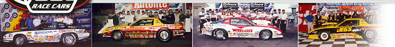 A photo strip of ed Quay race cars